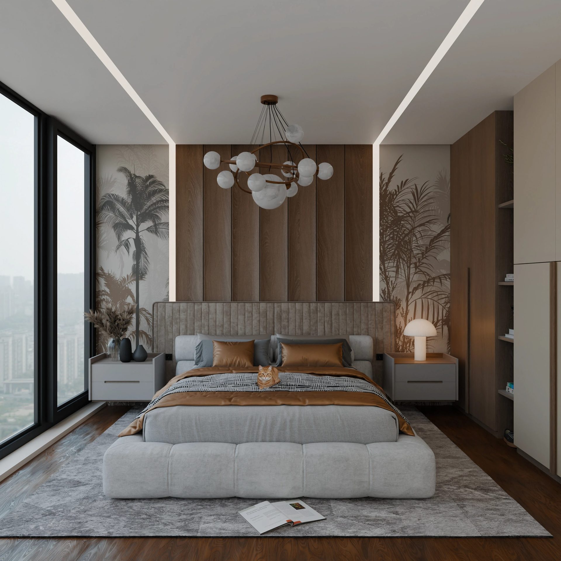 Modern bedroom interior render